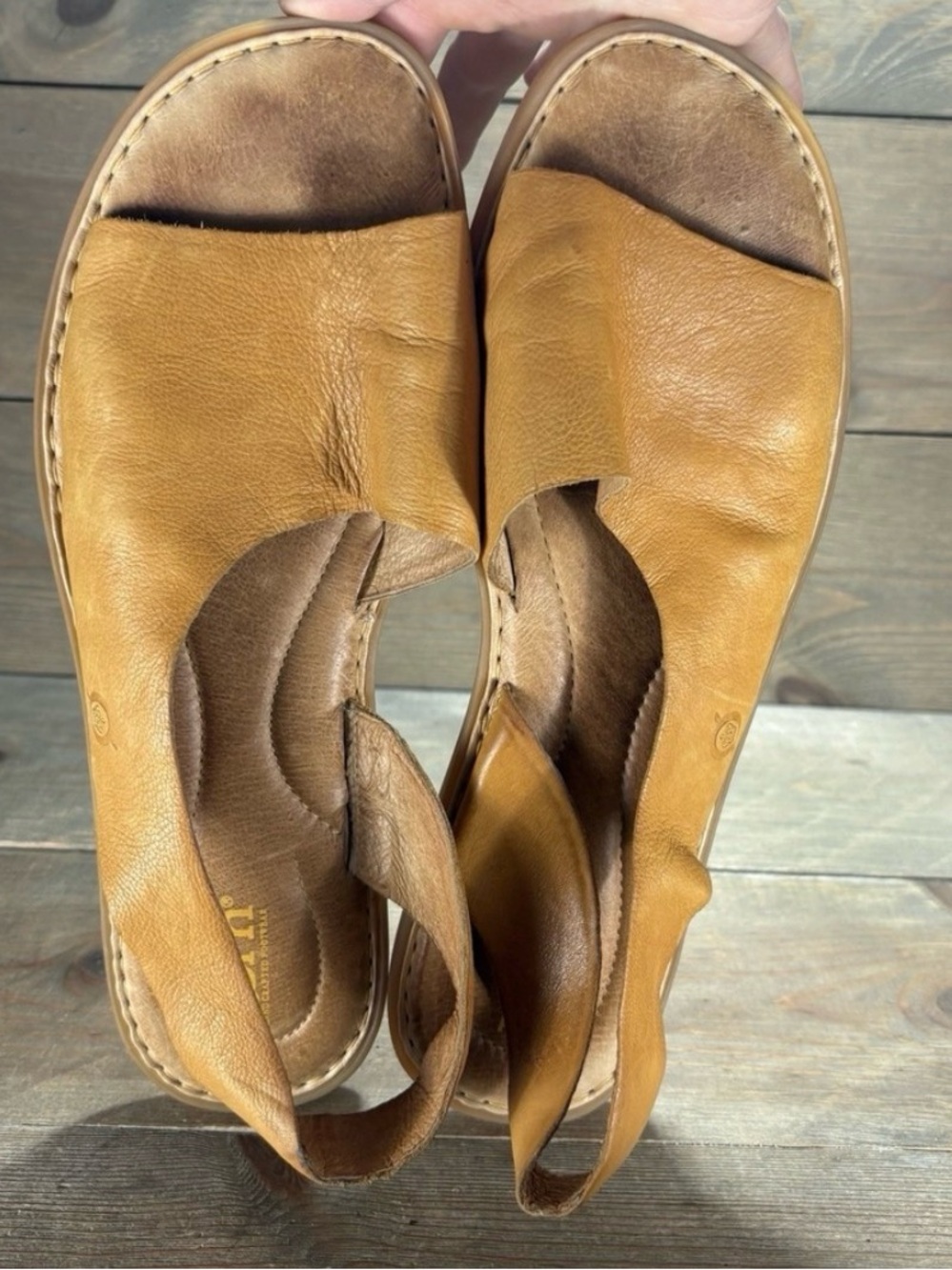 Born Tan Leather Inlet Slingback Slide Sandals orca yellow tan - Picture 8 of 9